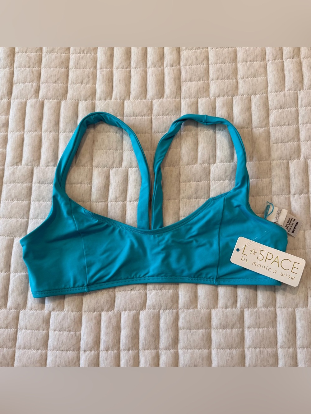 l*space turquoise scoop-back bikini top